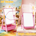 thumbnail image 2 of Art Easel for Kids, Double Sided Magnetic Kids Easel, Adjustable 360°Rotating Whiteboard & Chalkboard for Boys and Girls, Pink, 2 of 9