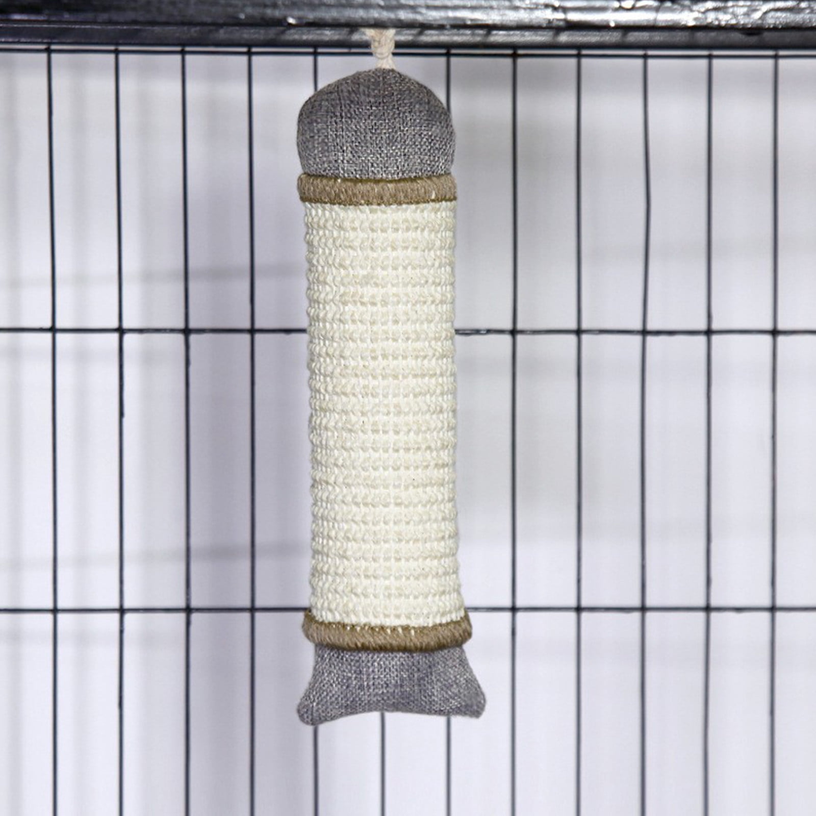 Cat Scratching Post Cat Toy - Gray Fish Design 12inch, Sisal Material for Scratching, Grinding Nails, Hanging Design for Indoor Cats, Kittens