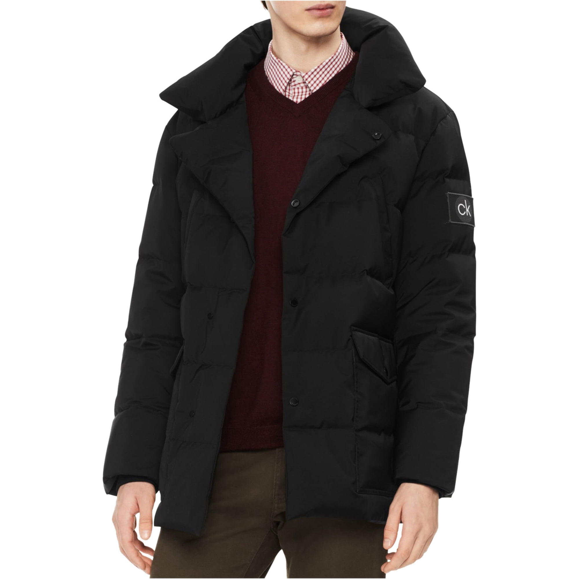 Calvin Klein Mens Down Puffer Jacket, Black, Small 