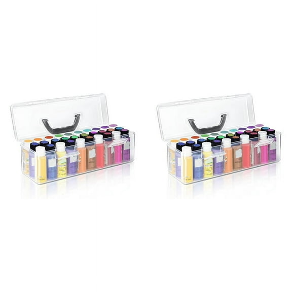 2X Acrylic Paint Storage Box, 30 Bottle Capacity Box for 2 Fluid Ounces Paint,Storage
