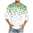thumbnail image 1 of Camisetas de Manga Larga de Algodón Cuarto de Manga Cuello Redondo con Impresión Del Día de San Patricio, Moda Casual, 1 of 1