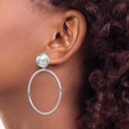 thumbnail image 3 of Sterling Silver Rhod-plated Dangle Hoop Post Earrings - 57mm- Made In Italy, 3 of 6