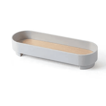 Narrow Arc Tray Simple Fashionable Versatile Decorative Home Oval Serving Storage Tray for Makeup Fragrance,Gray Xemplaro