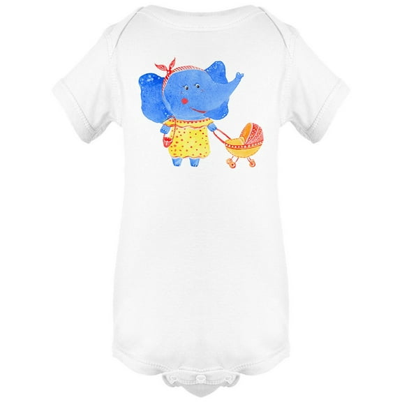Blue Elephant With Stroller Bodysuit Infant -Image by Shutterstock,  6 Months