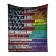 thumbnail image 1 of Pride Soft Flannel Fleece Throw Blanket, Grunge Dark Brick Wall Background American and Rainbow Flag Painted Together, Cozy Plush for Indoor and Outdoor Use, 60" x 80", Multicolor, by Ambesonne, 1 of 6