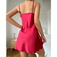 thumbnail image 5 of Lorytime Sleep Dress for Women Sleeveless Knee Length Satin Sleepdress Solid Sleepshirts Nightdress Spaghetti Strap Pajamas Dress Comfy Soft Lounge House Nightgowns Red L, 5 of 8
