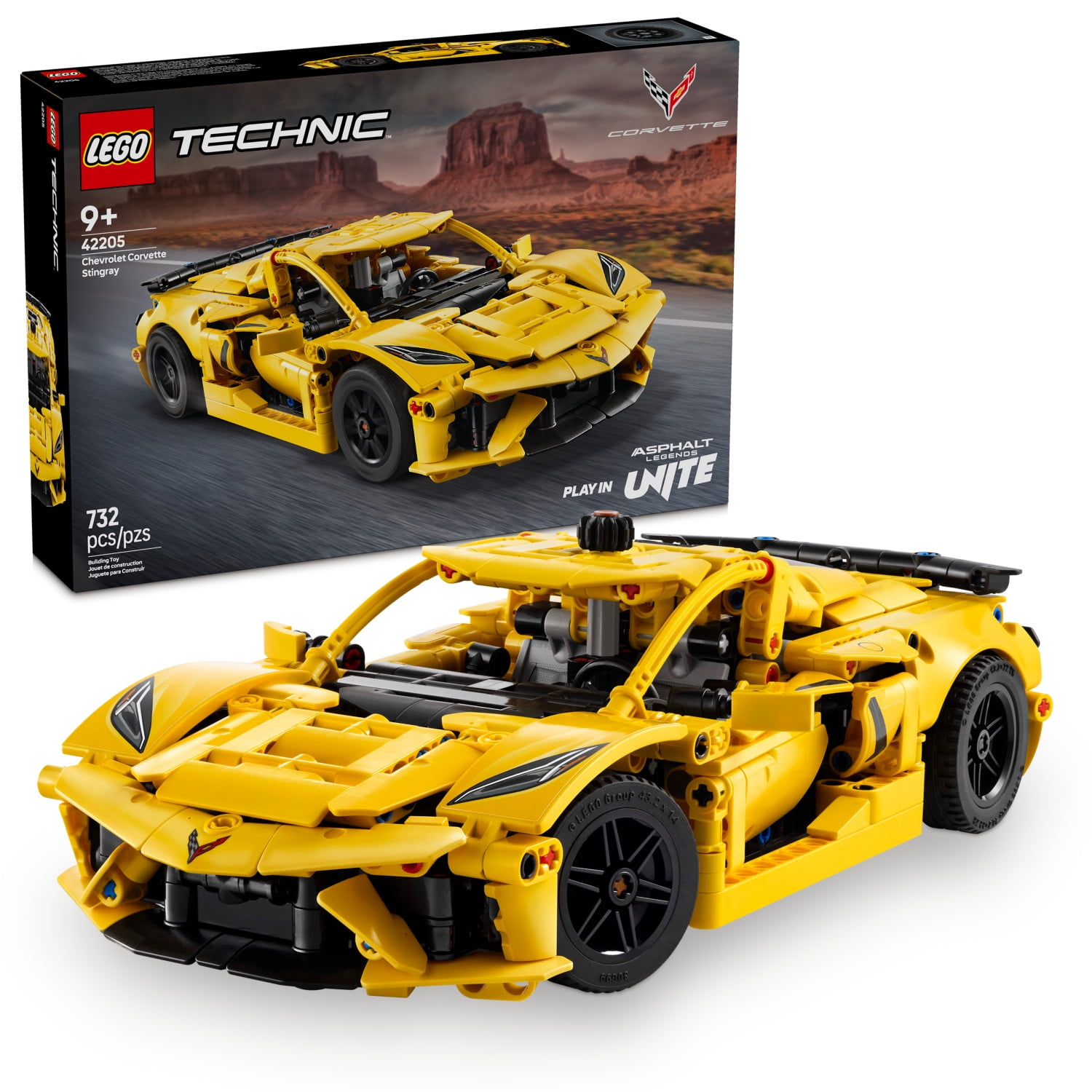 LEGO Technic Chevrolet Corvette Stingray Toy Car - Building Toy Set for Kids, Boys and Girls, Ages 9+ - Birthday Gift Idea - Model Car Kit for Display - 42205