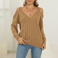 thumbnail image 2 of Tii.MM Womens Cold Shoulder Sweaters 2024 Fall Oversized Long Sleeve Pullover Tops Trendy Casual V Neck Sweater, 2 of 6