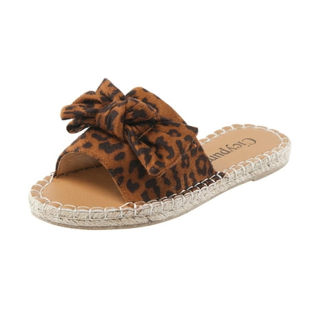 

Qufokar Flip Flops Women Sketches Sandals Women S Shoes Slippers for Women Ladies Peep Toe Linen Sole Flat Sandals Bow Rome Shoes