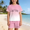 thumbnail image 2 of Djtdsds Gradient Letter Print Two Piece Outfit for Boys Girls Kids Casual Summer Wear Size:11-12 Years, 2 of 5