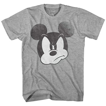 Disney Mad Mickey Mouse Funny Adult Graphic Disneyland Mens T-shirt (Heather