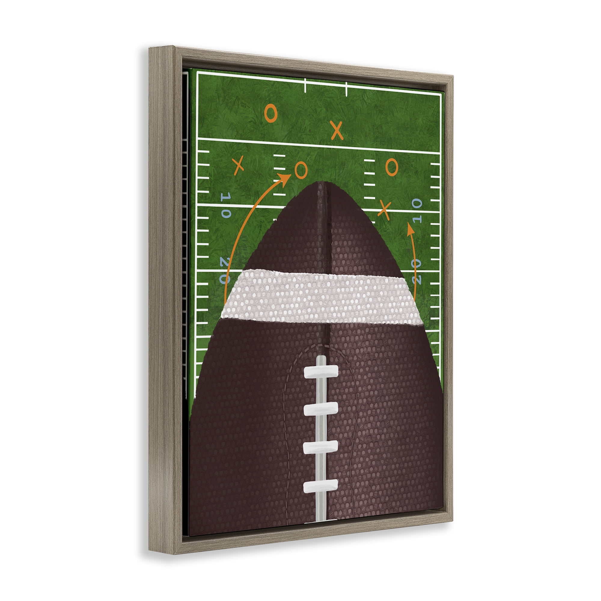 Stupell Industries Football Field Tactics Brown Framed Floater Canvas Wall Art, design by Jennifer Stith