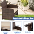 thumbnail image 6 of AVAWING 4-Piece Wicker Outdoor Patio Dining Set with Glass Coffee Table and Soft Cushions, Brown, 6 of 9