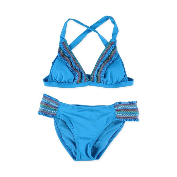 Lucky Brand Womens Fiesta Hipster Bikini de 2 piezas, azul, mediano Lucky Brand Bikini