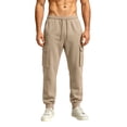 thumbnail image 2 of TKKCS Mens Loose Cargo Jogger Pants- Elastic Waist Drawstring Full Length Ankle Cuffed Casual Outdoor Sweatpants with Multi Pockets Khaki Size XL, 2 of 7