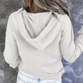 thumbnail image 4 of Womens 2026 Hooded Button Collar Drawstring Hoodies Pullover Sweatshirts Casual Long Sleeve Tops Loose Shirts, 4 of 6