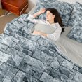 thumbnail image 4 of Feelyou Fashion Abstract Ombre Twin Bedding Sets 7pcs, Blue Square Stone Comforter Set, 4 of 8