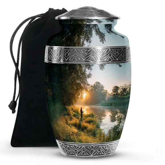 KARYLIZ Urns For Human Ashes Adult Man Fishing - Funeral Urns For Adult Ashes Men - Decorative Memorial Urn for Women Mom - Burial Ash Container