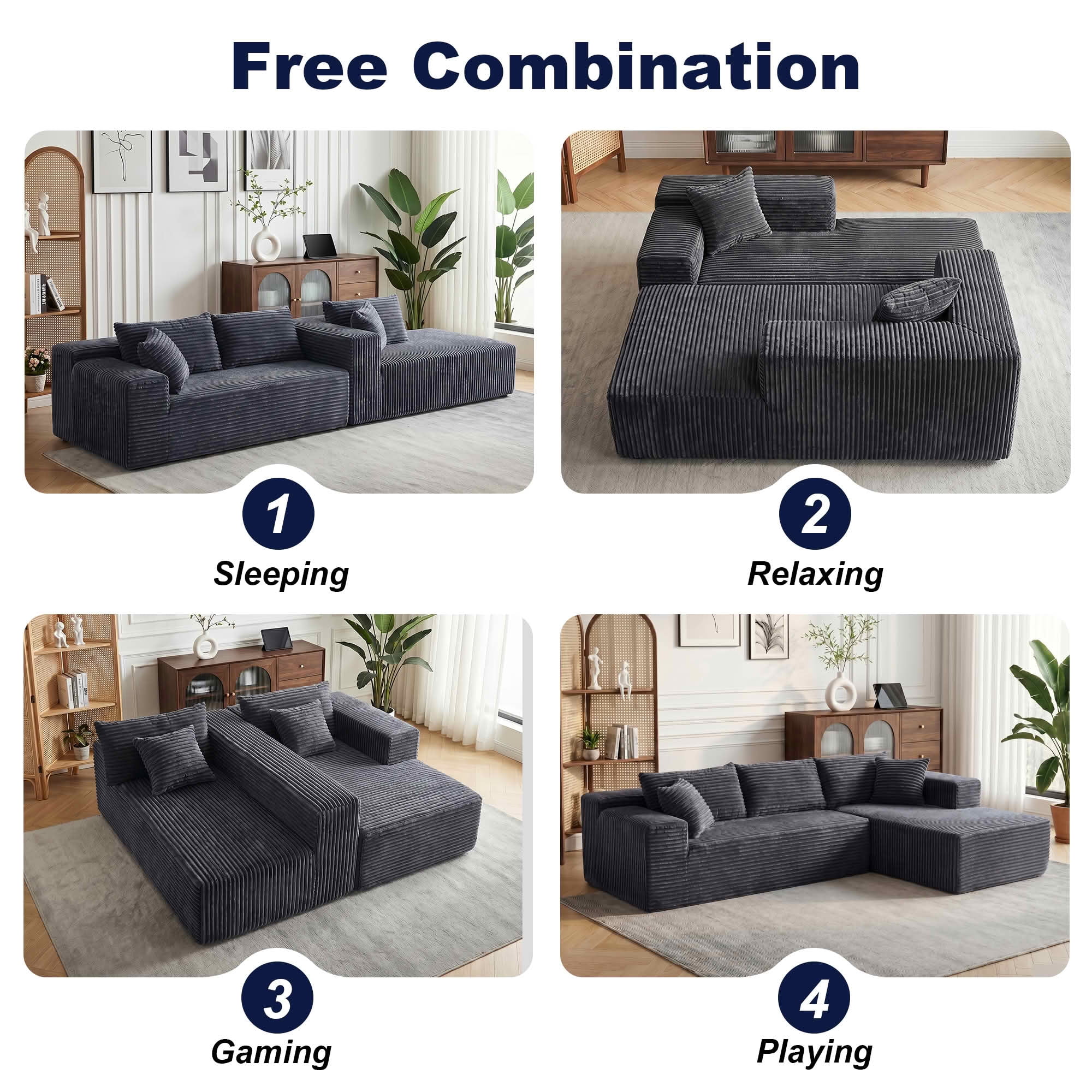 MAYEERTY 104" Cloud Sectional Couch with L-Shape Chaise, Modern Modular Sofa with Deep Seat, Upholstered Couches with Back Cushion for Living Room Bedroom, No Assembly Required