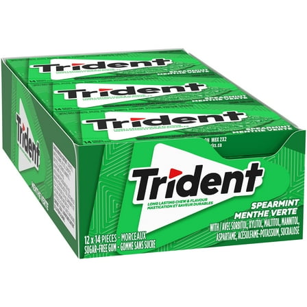 Trident Trident Sugarfree Gum, Spearmint, 12 Count