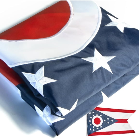 Anley EverStrong Series Embroidered Ohio State Flag 3x5 Feet - OH State Flags 210D Polyester
