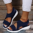 thumbnail image 4 of HTHLVMD Vacation Sandals for Women, Fisherman Sandals for Women, Walking Shoes Women, Women's Knit Open Toe Sandals - Adjustable Strap Comfort Walking Shoes With Cushioned Sole, Blue 5.5, 4 of 6