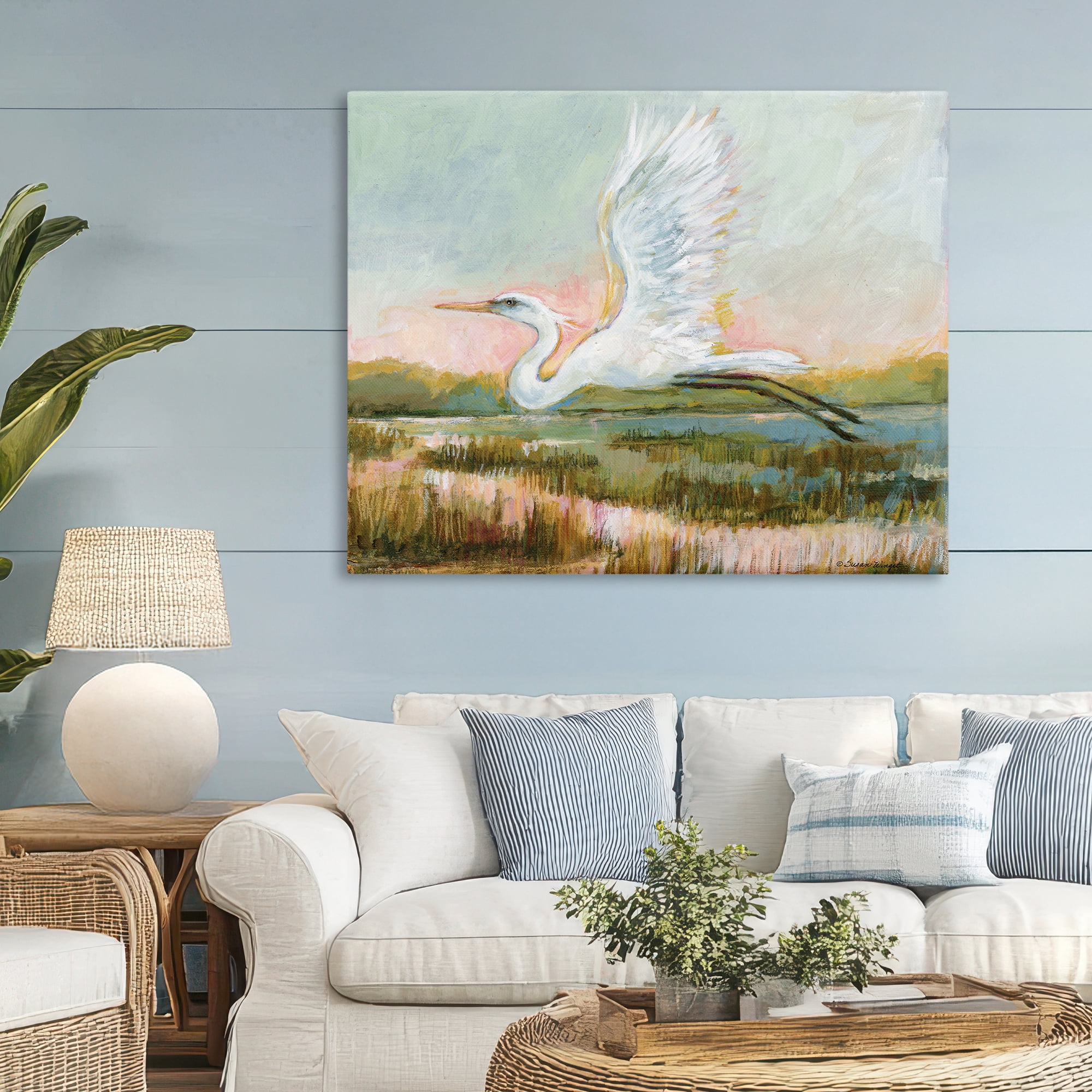 Stupell Industries White Heron Flying Canvas Wall Art, design by Susan Winget