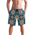 thumbnail image 4 of Dailycode Men's Quick Dry Swim Trunks Beach Shorts Casual Summer Board Shorts with Pockets, Arabesque Floral Flowers, 4 of 8