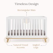 Delta Children Frankie 4-in-1 Convertible Crib - Greenguard Gold Certified, Bianca White with Natural