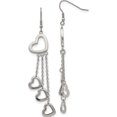 thumbnail image 1 of Stainless Steel Polished Hearts Dangle Shepherd Hook Earrings (74 X 15) Made In China sre240, 1 of 5