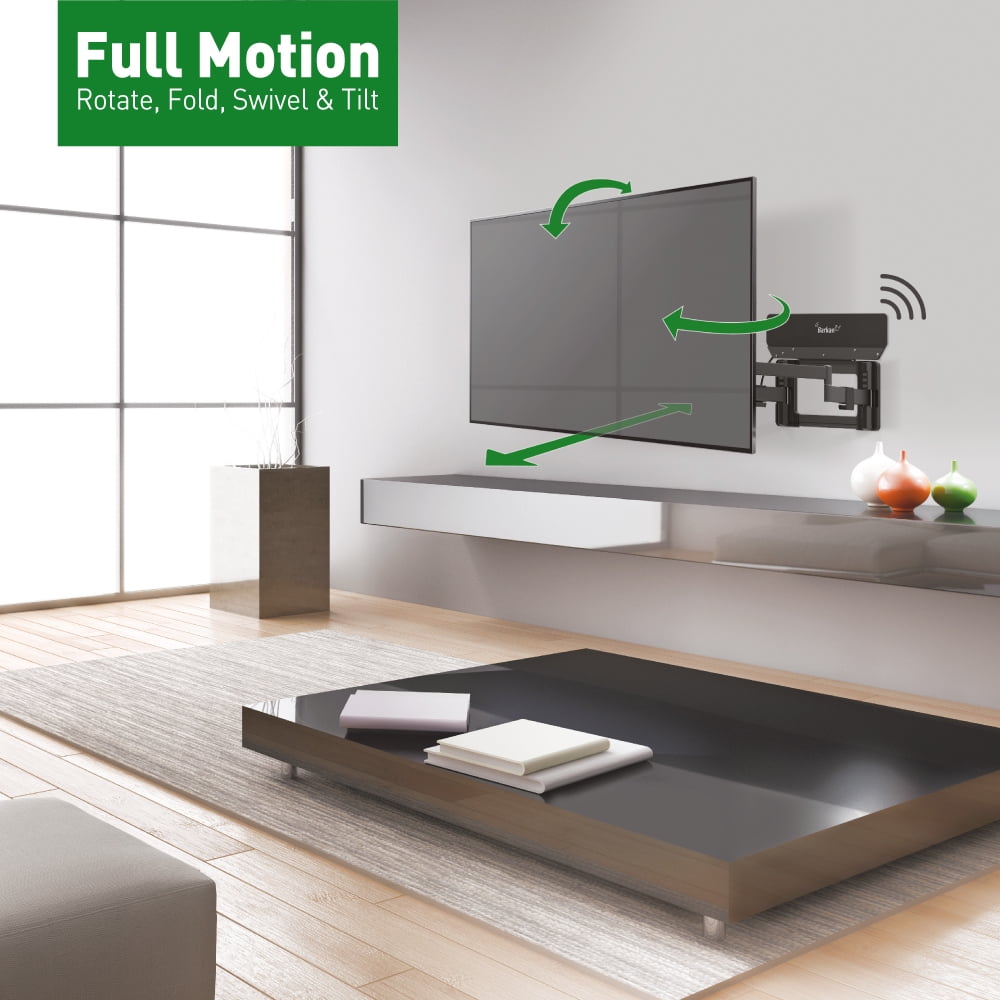 Barkan 13-90 inch TV Wall Mount with Integrated Amplified HDTV Indoor Antenna, Premium Dual Arm Full Motion Articulating, For all wall types, Flat/Curved Screen Bracket, Holds upto 132lbs,Extra Stable