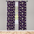 thumbnail image 2 of Ambesonne Floral 4-Panel Curtains, Cartoonish Design Daffodils, 56"x95", Dark Purple Cream, 2 of 4