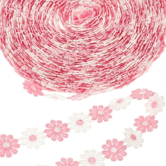 HAKIDZEL 1 Roll Flower Lace Trim Ribbon Lace Flower Applique Embroidery Diy Crafts 1300.00X2.50X0.10CM