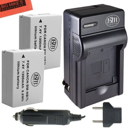 BM Premium 2-Pack Of NB-7L Batteries & Battery Charger Kit for Canon PowerShot G10  G11  G12  SX30 IS Digital Camera Includes Battery + AC/DC Battery Charger