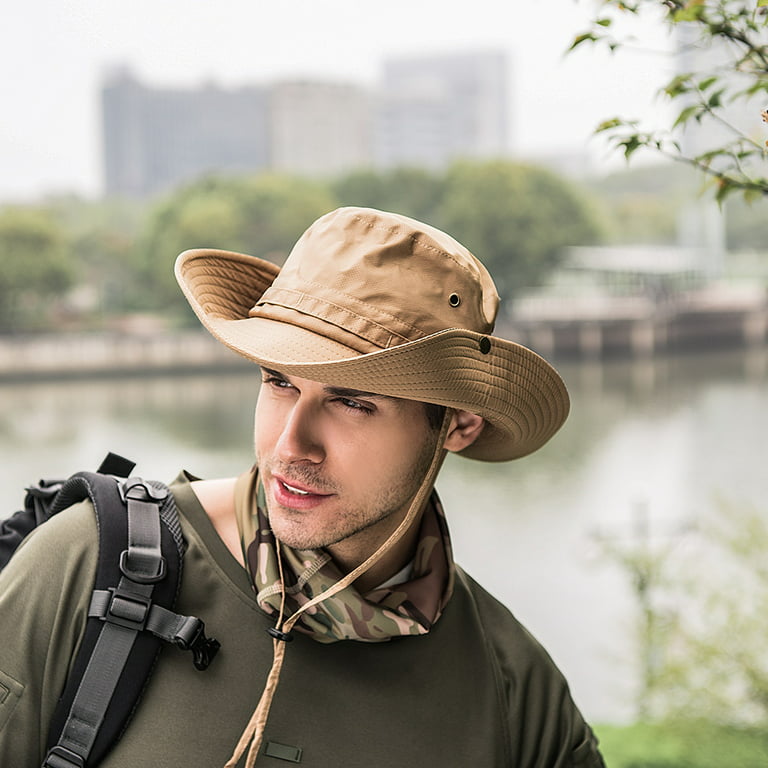 Jiayi Wide Brim Sun Hat for Men Outdoor Sun Protection Boonie Summer Hat  for Safari Hiking Fishing Cycling