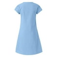 thumbnail image 7 of ClodeEU Women's Summer Dress， V-Neck Short Sleeve Solid Color Short Sleeved Dress Light Blue,Womens Plus XXL, 7 of 7
