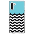 thumbnail image 1 of DistinctInk Clear Shockproof Hybrid Case for Samsung Galaxy Note 10 (6.3" Screen) - TPU Bumper, Acrylic Back, Tempered Glass Screen Protector - Black White Blue Chevron - Black & White Stripes Pattern, 1 of 1