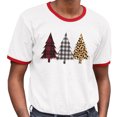 thumbnail image 2 of Plaid Print Christmas Trees Ringer Tee Shirt Unisex Medium White/Red, 2 of 5