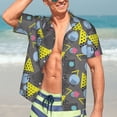 thumbnail image 5 of Lsque Geometric pattern Hawaiian Shirt for Men, Unisex Summer Beach Casual Short Sleeve Button Down Shirts-XX-Large, 5 of 9