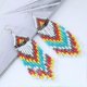 thumbnail image 4 of Pendientes colgantes Yashi con borlas y cuentas largas bohemio naranja 11 cm x 2,3 cm, 4 of 5