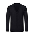 thumbnail image 4 of jjayotai Men's Sweater Vest, Classic V Neck Wool Blend Sweaters Sleeveless Button Front Knit Cardigan Vest with Pocket Black XXL, 4 of 5