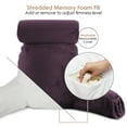 thumbnail image 4 of Nestl Reading Pillow, Extra Large Comfortable Bed Rest Pillow with Arms - Premium Shredded Memory Foam TV Pillow, Detachable Neck Roll & Lumbar Support Pillow - Purple Eggplant, 4 of 8