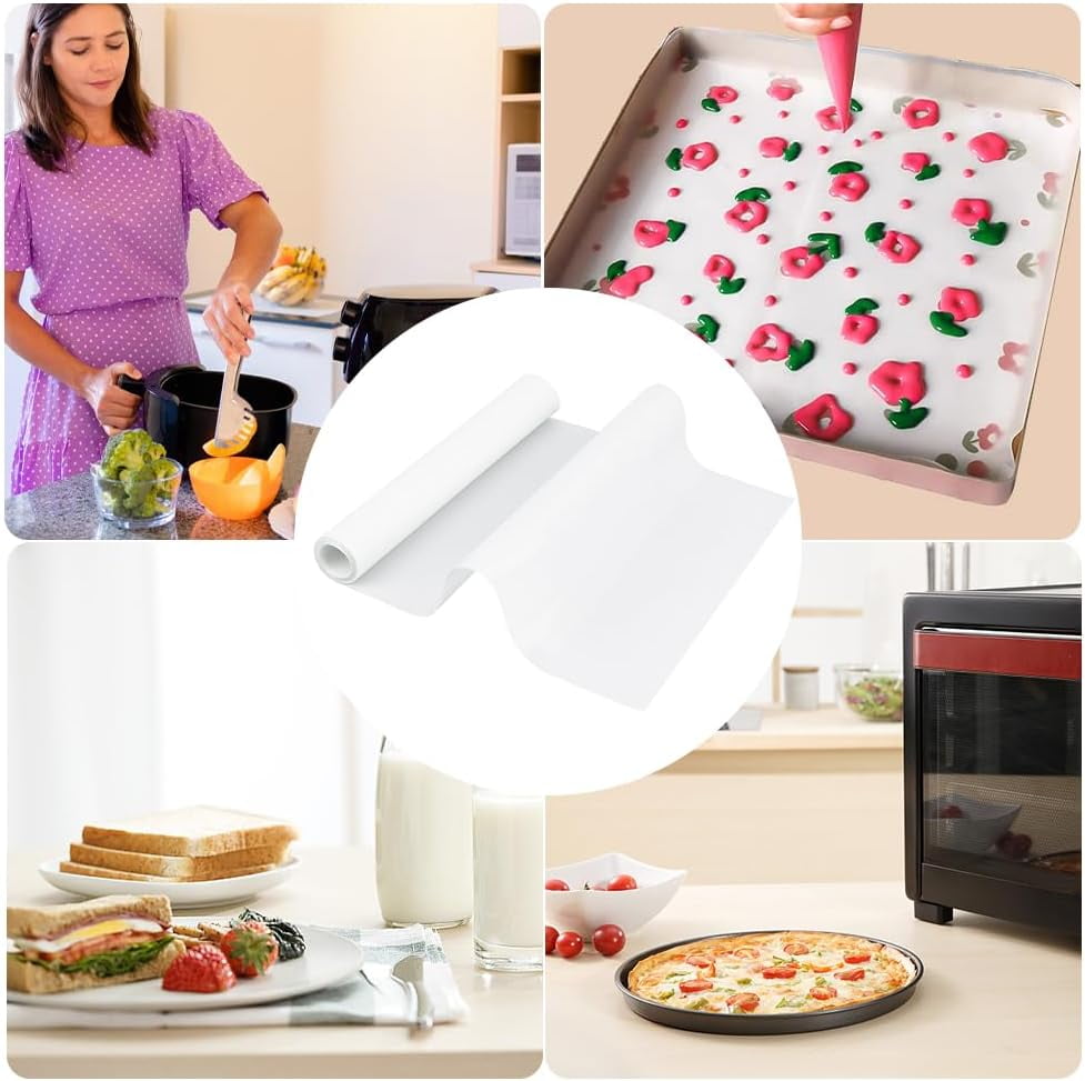 1Roll Silicone Baking Mat Non-Slip Silicone Pastry Mat Non-Stick Reusable Air Fryer Mats Oven Liner Counter Mat Cut to Size Silicone Mat for Kitchen Baking Cooking 1 Pc