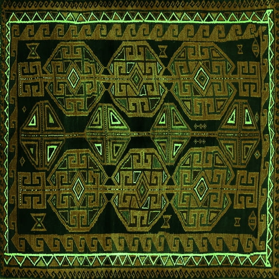 Ahgly Company Indoor Square Persian Green Traditional Area Rugs, 8' Square