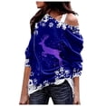 thumbnail image 1 of WEAIXIMIUNG Chandails en Molleton Courts pour Femmes Grande Taille Dames Père Noël Mode Décontractée Automne et Hiver Épaule Inclinée Tête de Cerf Brillante Thème Flocon de Neige Imprimé Moyen Long Sweat à Capuche, 1 of 3