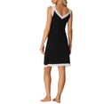 thumbnail image 3 of INSPIRE CHIC Pyjama Femme Robe Modal Sans Manches Col en V Vêtement de Nuit Garniture en Dentelle Robe de Détente TG Noir, 3 of 5
