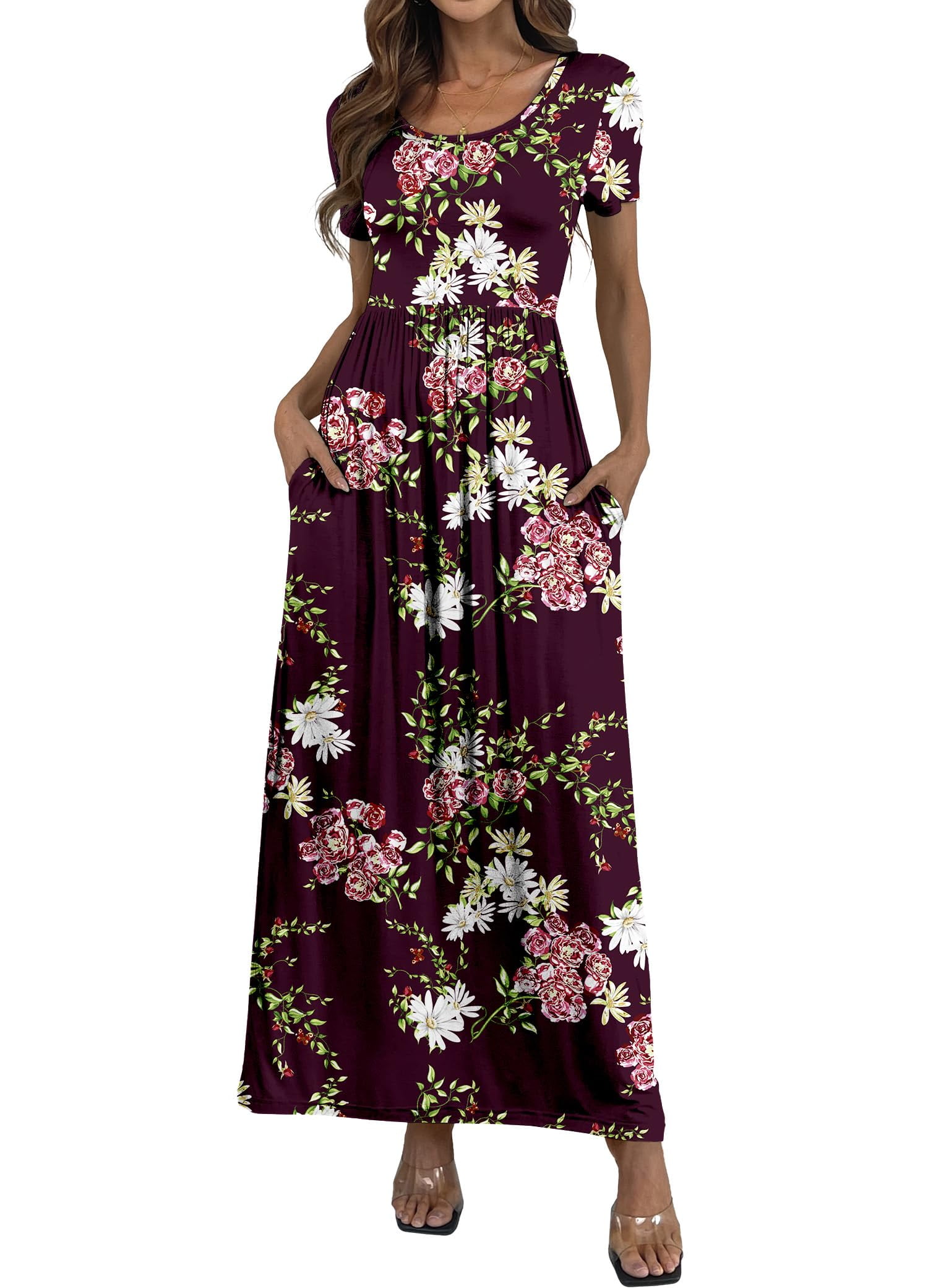 Aiyino Women's Short Sleeve Maxi Dress