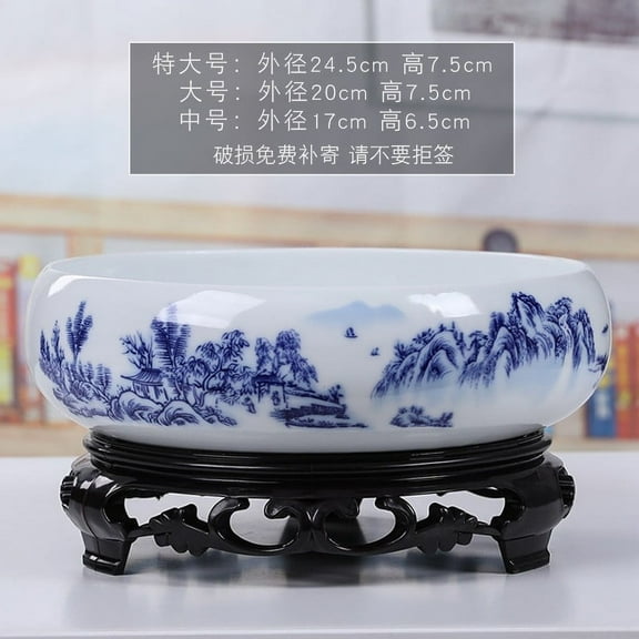 Daiosportswear Ceramic Flower Bowl,Indoor Outdoor Hydroponic Planter with Stand,Bonsai Bowl,Ceramic Construction,Elegant Design,for office/Garden/Balcony,Water-Based Plants,Plant Container