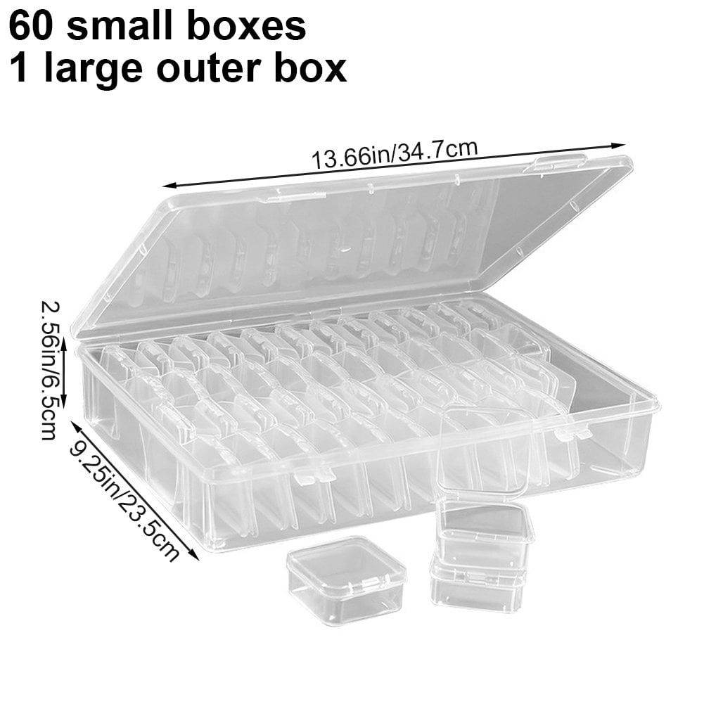 Hzzsbu 60 Slots Transparent Diamond Bead Storage Organizer Box