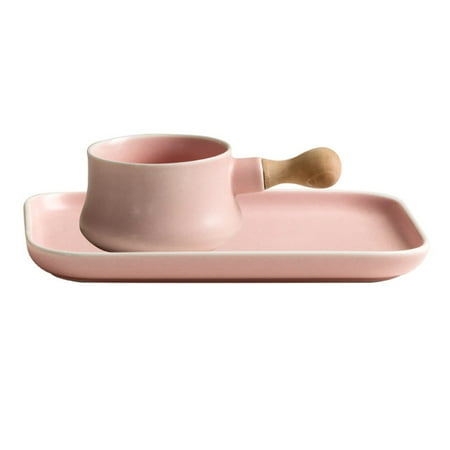 

1 Set Ceramic Tableware Set Exquisite Dessert Bowl Western Food Plate (Pink)